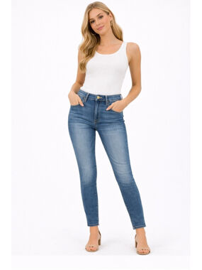 Frame Le High Skinny Selman Blue Jeans High Rise Frayed Ankle Length Size 29